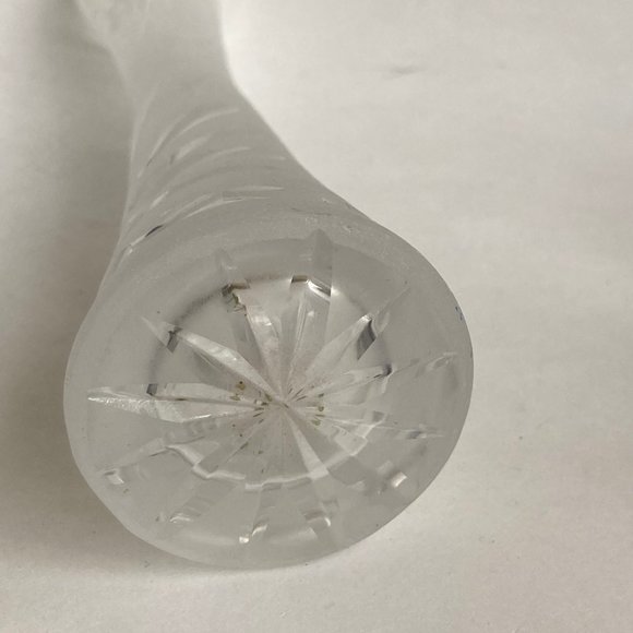 Vintage LESWAL Etched Vase Hand Cut Lead Crystal SWUNG Art Glass Made in Poland - Picture 12 of 16